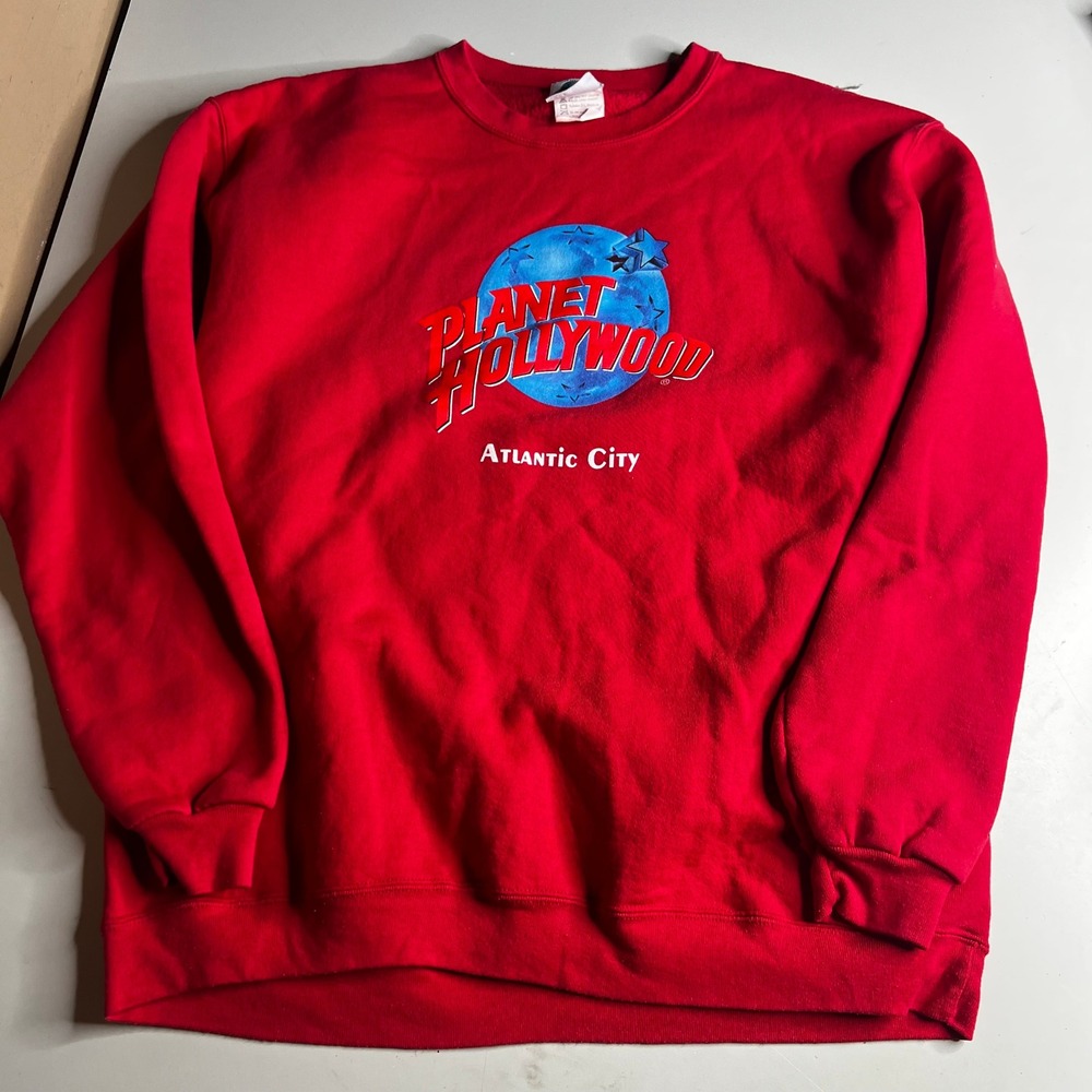 Vintage Planet Hollywood Atlantic City Red Crewneck Sweatshirt XL Made in USA